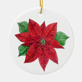 Ornamento De Cerâmica Poinsettia Ornament - Fundo Branco