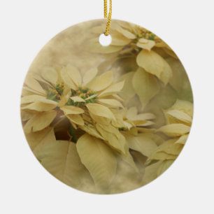 Ornamento De Cerâmica Poinsettias Cor de Creme Arte Digital