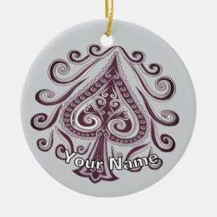Ornamento De Cerâmica Poker Espadas 
