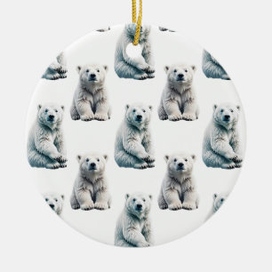 Ornamento De Cerâmica Polar Bear Animal Pattern Design