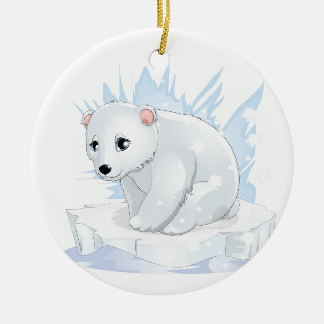 Ornamento De Cerâmica Polar Bear Ceramic Ornament (Frente)