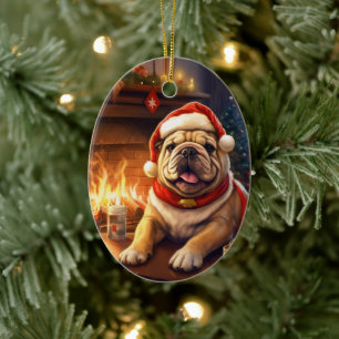 Ornamento De Cerâmica Polícia de Bulldog Lover Pet Ornament Gift