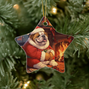 Ornamento De Cerâmica Polícia de Bulldog Lover Pet Ornament Gift