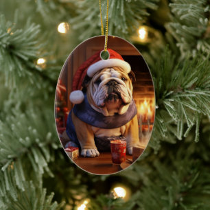 Ornamento De Cerâmica Polícia de Bulldog Lover Pet Ornament Gift