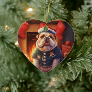 Ornamento De Cerâmica Polícia de Bulldog Lover Pet Ornament Gift