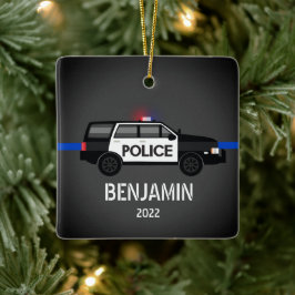 Ornamento De Cerâmica Polícia SUV Thin Blue Line Kids Natal