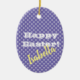 Ornamento De Cerâmica PolkaDot Purple, Vintage personalizável, HappyEast