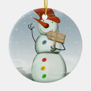 Ornamento De Cerâmica Polo Norte Snowman