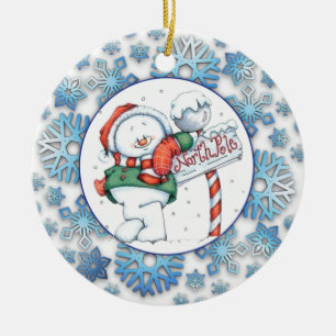 Ornamento De Cerâmica Polo Norte Snowman