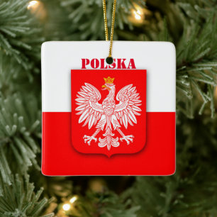 Ornamento De Cerâmica Polônia Flag Emblem Heritage Patriótico Polska