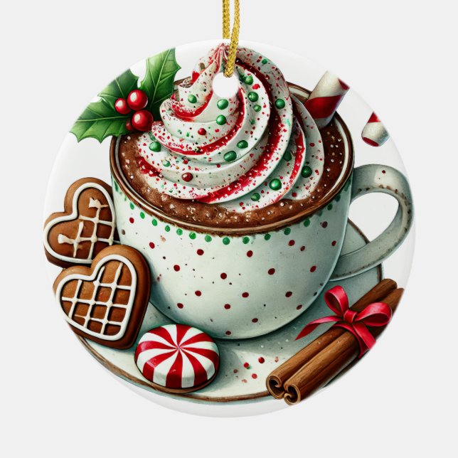Ornamento De Cerâmica Pomada de café de Natal (Frente)