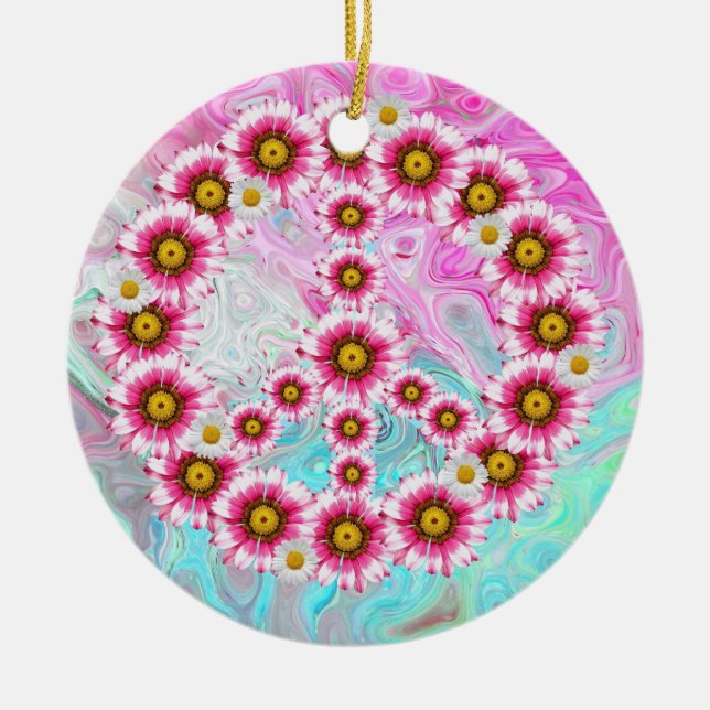 Ornamento De Cerâmica Pomada de porcelana de flores da paz (Frente)