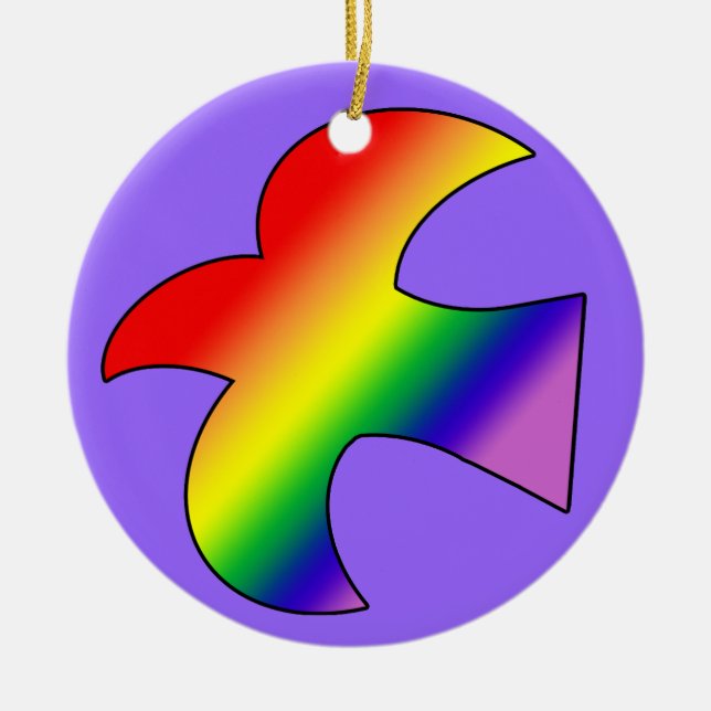 Ornamento De Cerâmica Pomba de GLBT (Frente)