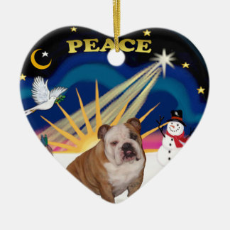 Ornamento De Cerâmica Pomba de Natal - Bulldog Inglês