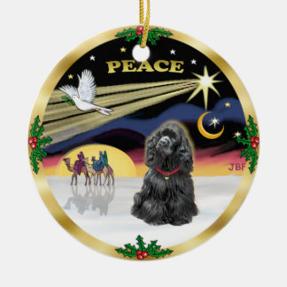 Ornamento De Cerâmica Pomba de Natal - Cocker Spaniel Preto
