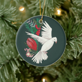 Ornamento De Cerâmica Pomba floral botânica de Natal