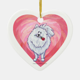 Ornamento De Cerâmica Pomerânia Branco Dia dos Namorados
