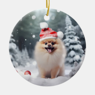 Ornamento De Cerâmica Pomerânia - Cão de Natal