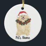 Ornamento De Cerâmica Pomerânia Personalizada<br><div class="desc">Façam a lista legal este ano com um ornamento personalizado do seu doce elfo pomerano! Para os presentes mais doces,  emparelhe-o com um impressão de arte correspondente ou outro item da minha coleção!</div>