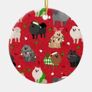 Ornamento De Cerâmica Pomeranianos de Natal