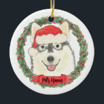 Ornamento De Cerâmica Pomsky Personalizado<br><div class="desc">Faça a lista legal este ano com um ornamento personalizado do seu pomsky doce!</div>