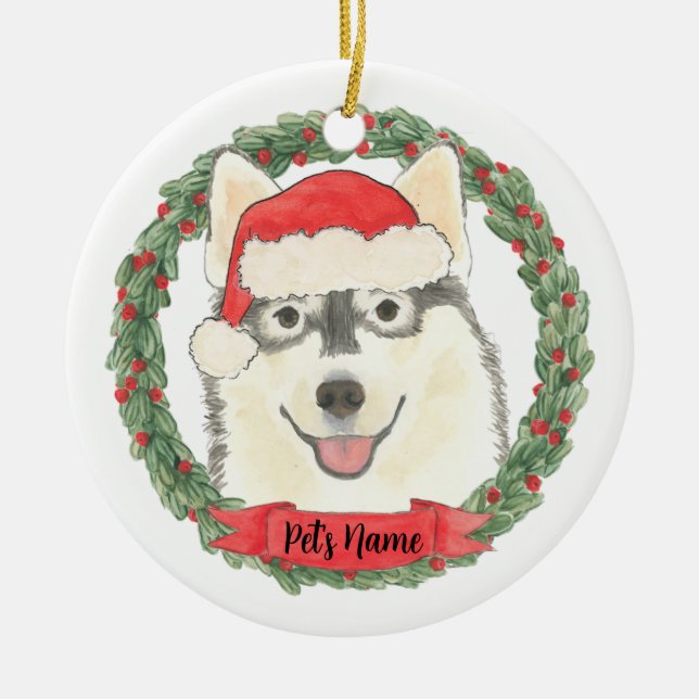 Ornamento De Cerâmica Pomsky Personalizado (Frente)