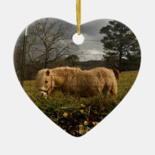 Ornamento De Cerâmica Pônea Loura Miniatura / Cavalo