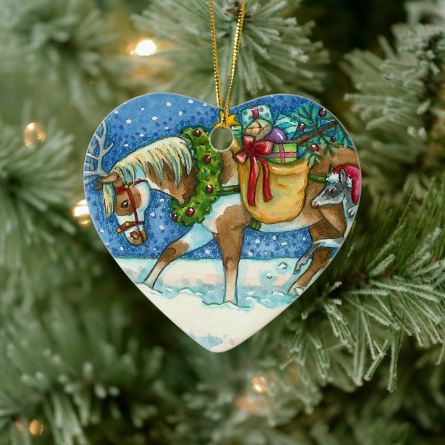 ORNAMENTO DE CERÂMICA PÔNIAS DE NATAL CHINCOTEAGUE, SONHOS E BRINQUEDOS (Árvore)