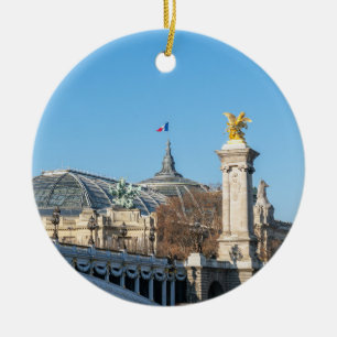Ornamento De Cerâmica Pont Alexandre III e Grand Palais num dia ensolara