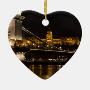 Ornamento De Cerâmica Ponte de Corrente com o Castelo de Buda, Hungria, 