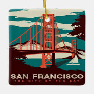 Ornamento De Cerâmica Ponte Ouro do Estilo Vintage em São Francisco