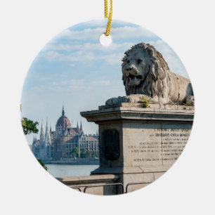 Ornamento De Cerâmica Ponte Szechenyi Chain e Parlamento de Budapeste