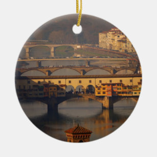 Ornamento De Cerâmica Ponte Vecchio e Pontes de Florença, Itália