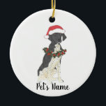 Ornamento De Cerâmica Ponteiro alemão abreviado personalizado (preto)<br><div class="desc">Faça a boa lista este ano com um ornamento personalizado do seu doce elfo de ponteiro!</div>