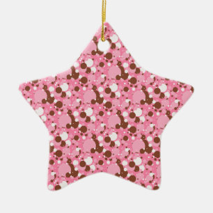 Ornamento De Cerâmica Pontos napolitanos 02 cor-de-rosa-estrela escuro O