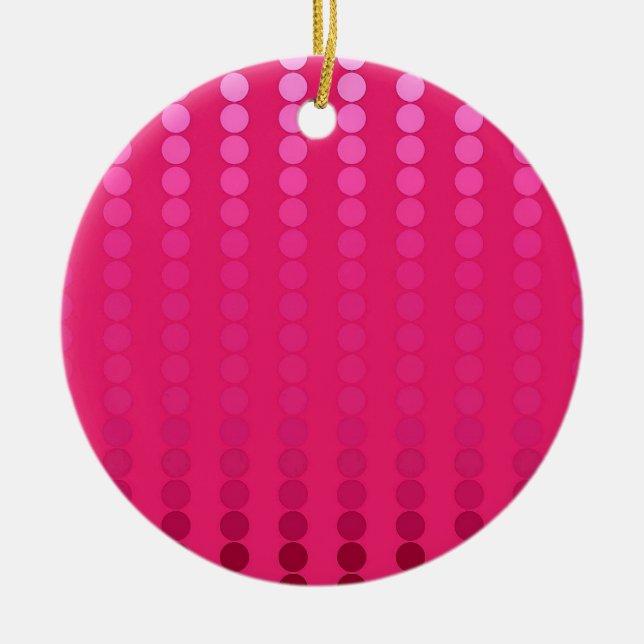 Ornamento De Cerâmica Pontos satíricos - tons cor-de-rosa fuchsia (Frente)