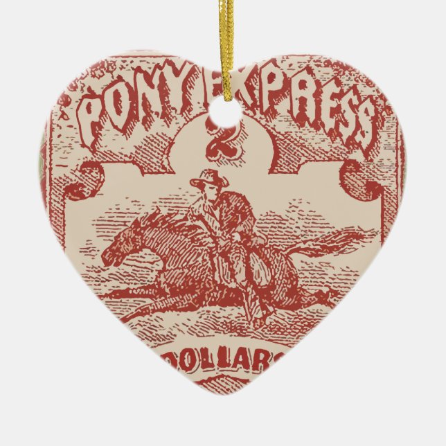 Ornamento De Cerâmica Pony Express Vintage Stamp (Frente)