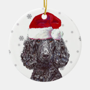 Ornamento De Cerâmica Poodle - A decoração de Natal de Santa Hat