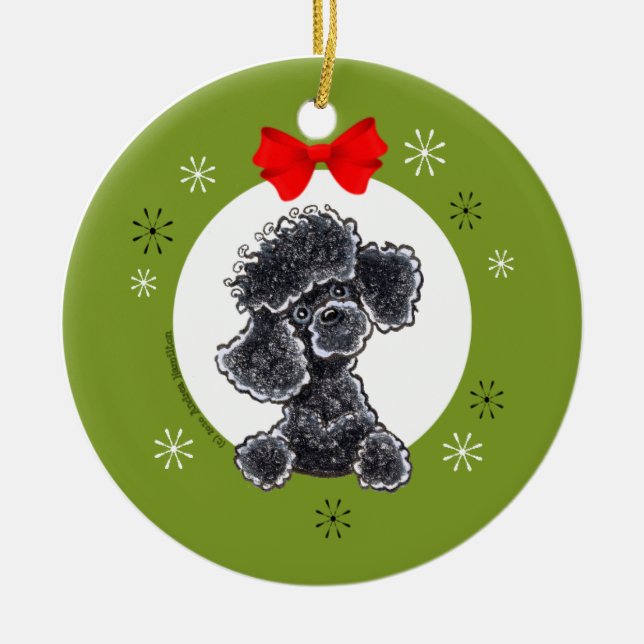 Ornamento De Cerâmica Poodle Black Toy, Natal personalizado (Frente)