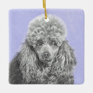 Ornamento De Cerâmica Poodle (Brinquedo, Miniatura) Pintando Arte Cão O