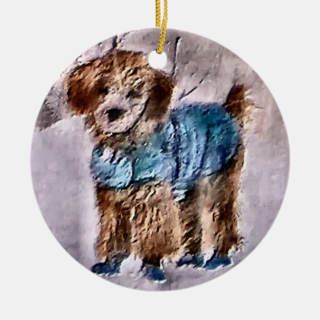 Ornamento De Cerâmica Poodle Christmas Gifts Ornamet (Frente)