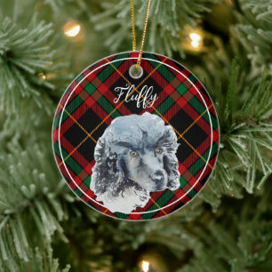 Ornamento De Cerâmica Poodle de Aquarela Personalizado no Natal
