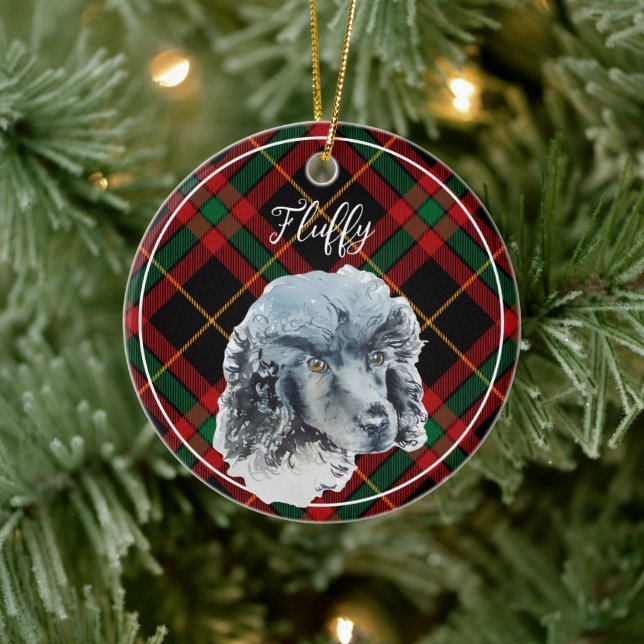 Ornamento De Cerâmica Poodle de Aquarela Personalizado no Natal (Árvore)