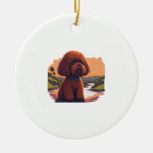 Ornamento De Cerâmica Poodle de Brinquedo