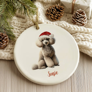 Ornamento De Cerâmica Poodle Dog Personalizado Natal