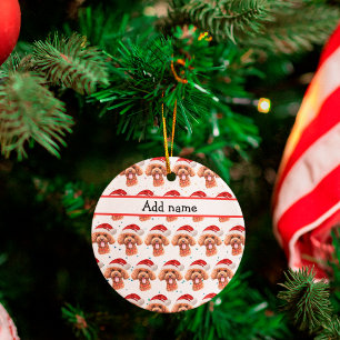 Ornamento De Cerâmica Poodle Dog Raça Estrelas de Natal