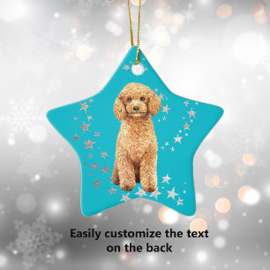 Ornamento De Cerâmica Poodle Dog Silver Stars Teatro Natal