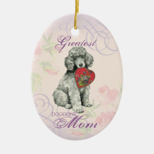Ornamento De Cerâmica Poodle Heart Mãe Cerâmica