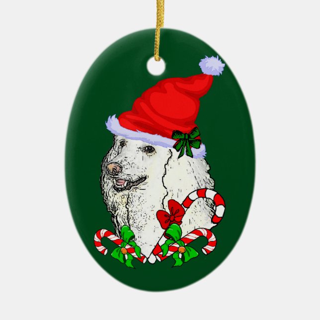 Ornamento De Cerâmica Poodle Lovers Natal (Frente)