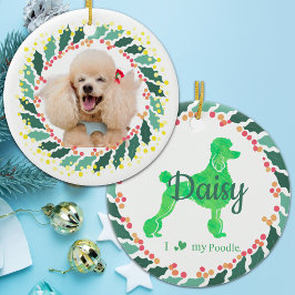 Ornamento De Cerâmica Poodle Ornament - Presente Verde Pastel Personaliz